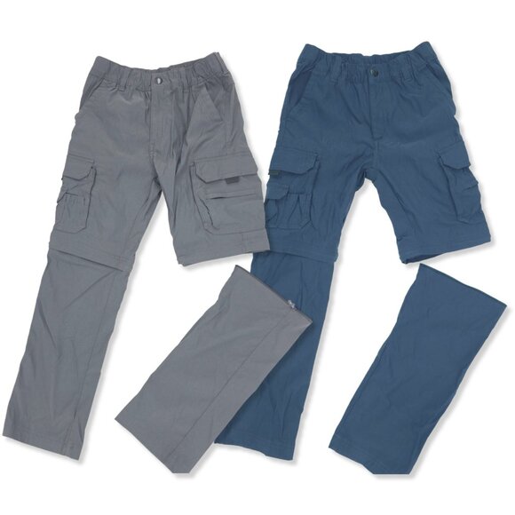 Lot of 2 Unionbay Convertible Cargo Pants Shorts Boys Small 7/8 Blue Gray Zip - Picture 1 of 16
